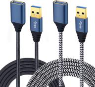 besgoods 10ft usb 3.0 удлинительный кабель (2 шт.) - оплетенный удлинитель usb с позолоченным разъемом для oculus vr, клавиатуры, мыши, жесткого диска, ps4, принтера. логотип