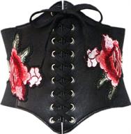 🌸 womens floral embroidered lace-up corset waist belt - waspie style logo