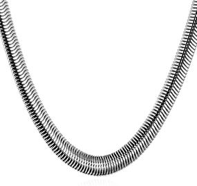 img 4 attached to 🐍 Herringbone Chain Stainless Steel: Hypoallergenic Snake Necklace in Silver, Black, and Gold, 18-30 Inch Length - U7!