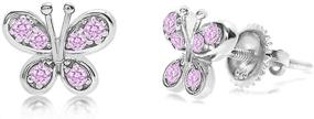 img 1 attached to Сверкающие серьги для детей девочек "Chanteur Crystal Butterfly" с элементами Swarovski для дополнительного блеска