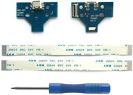 🎮 ps4 dualshock 4 charging port assembly replacement - jds-001 console repair kit with micro usb adaptor, socket connector, flex cable, and screwdriver tool логотип