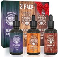 viking revolution beard oil conditioner 3 pack - natural variety set for a healthy beard - sandalwood, pine & cedar, clary sage - conditioning and moisturizing logo