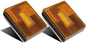 img 4 attached to 🚦 Partsam (2 Pack) Amber 3 LED Square Stud Mount Clearance Side Marker Lights with Reflex for Trailer, Camper, 12v LED Truck, Reflective Rectangular Side Marker Lights with Reflex Reflector