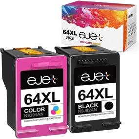 img 4 attached to 🖨️ Набор переработанных чернильных картриджей высокого качества для HP 64 XL - идеально подходит для принтеров Envy Photo 7155, 7858, 7855, 6255, 6252, 7120, 6232, 7158, 7164 & Envy 5542 (1 черный, 1 трехцветный)