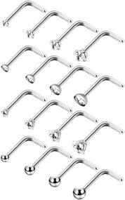 img 4 attached to 💎 Set of 16 Stainless Steel Cubic Zirconia Nose Rings Nose Studs for Women and Girls - Mudder 20G, Body Piercing Jewelry in 4 Trendy Styles