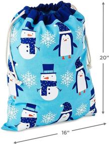 img 1 attached to 🎁 Hallmark Blue Drawstring Gift Bag Bundle: Snowmen, Penguins, Snowflakes for Christmas, Hanukkah, Holidays, Birthdays - 2 Fabric Gift Bags: Medium (10") & Large (19")