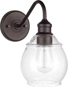 img 4 attached to Stone & Beam Metal Vanity Light Wall Sconce with Seeded Glass Shade, Vintage Edison Bulb Included - 10.75&#34;H, Dark Bronze - Amazon Brand