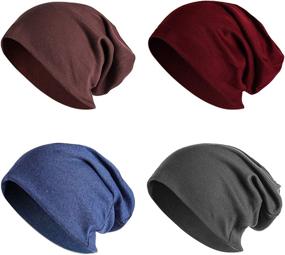 img 4 attached to 🎩 JOYEBUY 4 Pack Unisex Fashionable Thin Hip-hop Stretch Knit Slouchy Beanie Hat Skull Cap for Women and Men