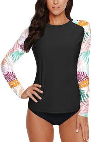 img 2 attached to Sleeve Shirts Rashguard Swimsuit Tribal Women's Clothing