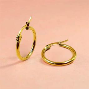 img 2 attached to Stylish & Hypoallergenic: Set of 8 Small Hoop Earrings in Stainless Steel 👑 - Nickel-Free Silver & Gold for Girls and Women (10 14 16MM) by EXGOX