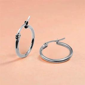 img 1 attached to Stylish & Hypoallergenic: Set of 8 Small Hoop Earrings in Stainless Steel 👑 - Nickel-Free Silver & Gold for Girls and Women (10 14 16MM) by EXGOX