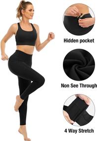 img 1 attached to YEZII Leggings Pockets Waisted 2Black L Sports & Fitness