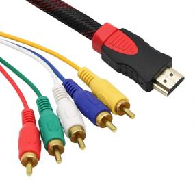 img 1 attached to 🔌 OWIKAR HDMI to RCA Cable - 5ft/1.5m HDMI Male to 5RCA (Red Yellow Blue Green White) Video AV Converter Adapter Cable for HDTV DVD and LCD Projectors