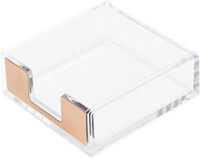 img 4 attached to Clear Acrylic Gold Memo Pad Holder: Super Thick Notes Cube Dispenser for a Stylish Desk Accessory