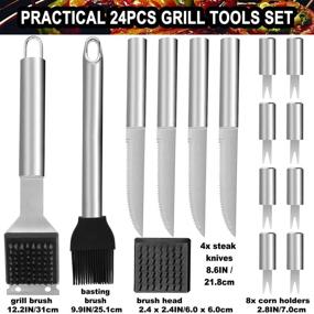 img 2 attached to 🔥 24-Piece POLIGO BBQ Grill Accessories Set - Ultimate Camping Grill Utensils Kit for Perfect Christmas and Birthday Gifts. Stainless Steel Grilling Accessories for Outdoor Barbecue - Ideal BBQ Tools and Gifts for Men, Women, and Dad.