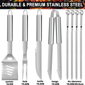 img 3 attached to 🔥 24-Piece POLIGO BBQ Grill Accessories Set - Ultimate Camping Grill Utensils Kit for Perfect Christmas and Birthday Gifts. Stainless Steel Grilling Accessories for Outdoor Barbecue - Ideal BBQ Tools and Gifts for Men, Women, and Dad.