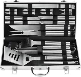 img 4 attached to 🔥 24-Piece POLIGO BBQ Grill Accessories Set - Ultimate Camping Grill Utensils Kit for Perfect Christmas and Birthday Gifts. Stainless Steel Grilling Accessories for Outdoor Barbecue - Ideal BBQ Tools and Gifts for Men, Women, and Dad.