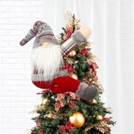 grey kilrygh gnome tree topper for christmas tree decorations 🎅 - handmade funny gnome holiday home decor that doubles as curtain tie logo