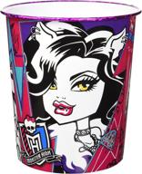 🗑️ stylish monster high trash can in pink, purple, and blue - durable colored plastic bin for any room logo