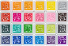 img 4 attached to 🎨 Kids Stamp Finger Washable Craft Ink Pad - Set of 24 Vibrant Colors, 1.18X1.18'' Size