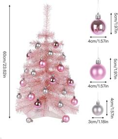 img 2 attached to 🎄 24-inch Mini Desktop Artificial Christmas Tree with Lights and Ornaments for Xmas Decoration Supplies - Alapaste Simulation Tabletop Christmas Tree