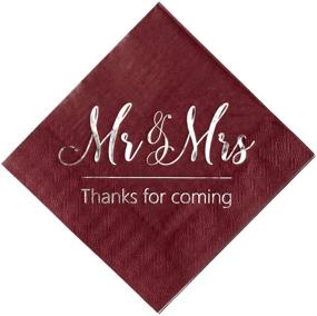 img 4 attached to 🤵 Crisky Wedding Napkins - Elegant Mr Mrs Burgundy Silver Disposable Napkins for Wedding Decor - 100 Pcs, 3-Ply