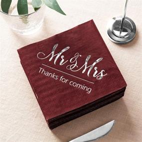 img 2 attached to 🤵 Crisky Wedding Napkins - Elegant Mr Mrs Burgundy Silver Disposable Napkins for Wedding Decor - 100 Pcs, 3-Ply