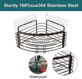 img 1 attached to Stainless Steel Corner Shower Caddy Organizer with Adhesive, Hook, and Shelf Rack for Bathroom, Washroom, Kitchen - Bronze Finish