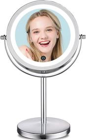 img 4 attached to 🔆 ALHAKIN 3 Color Lighting Makeup Mirror with Lights, Double-Sided Lighted Vanity Mirror, 7X Touch Sensor Magnifying Mirror, Adjustable Lights, 360 Degree Rotation