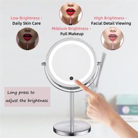 img 1 attached to 🔆 ALHAKIN 3 Color Lighting Makeup Mirror with Lights, Double-Sided Lighted Vanity Mirror, 7X Touch Sensor Magnifying Mirror, Adjustable Lights, 360 Degree Rotation