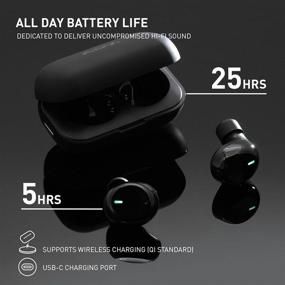 img 1 attached to 🎧 Продвинутая модель Y Беспроводные наушники True Wireless с стерео музыкой, телефонными звонками, автоматической парой, сенсорным управлением, зарядкой через USB-C, беспроводной зарядкой, длительным временем работы, улучшенным басом, IPX5 TWS [черные]