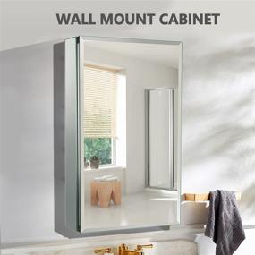 img 2 attached to 💡 Movo Aluminum Bathroom Mirror Cabinet with Single Door, 15x26-Inch, Adjustable Glass Shelves, Recess or Surface Mount Installation