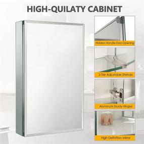 img 1 attached to 💡 Movo Aluminum Bathroom Mirror Cabinet with Single Door, 15x26-Inch, Adjustable Glass Shelves, Recess or Surface Mount Installation