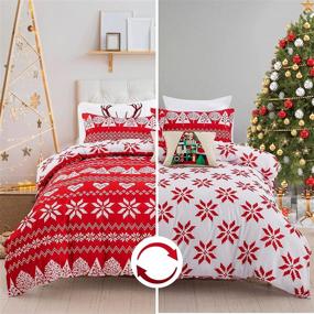 img 2 attached to 🎄 Reversible Snowflake Christmas Tree Queen Duvet Cover Set - 3 Piece Soft Microfiber Bedding Set with Zipper Closure, Corner Ties - Christmas Holiday Decorative Comforter Cover for Queen Beds