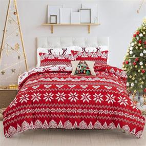 img 4 attached to 🎄 Reversible Snowflake Christmas Tree Queen Duvet Cover Set - 3 Piece Soft Microfiber Bedding Set with Zipper Closure, Corner Ties - Christmas Holiday Decorative Comforter Cover for Queen Beds