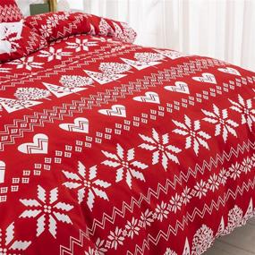 img 1 attached to 🎄 Reversible Snowflake Christmas Tree Queen Duvet Cover Set - 3 Piece Soft Microfiber Bedding Set with Zipper Closure, Corner Ties - Christmas Holiday Decorative Comforter Cover for Queen Beds
