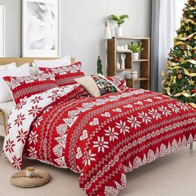 img 3 attached to 🎄 Reversible Snowflake Christmas Tree Queen Duvet Cover Set - 3 Piece Soft Microfiber Bedding Set with Zipper Closure, Corner Ties - Christmas Holiday Decorative Comforter Cover for Queen Beds
