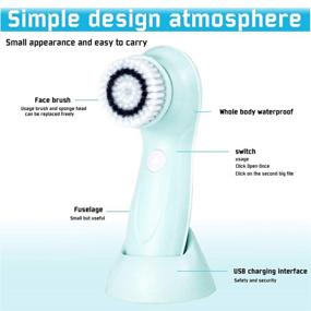img 3 attached to Gackoko Facial Cleansing Brush- Advanced Cleansing Technology & 3 Brush Heads- USB Rechargeable Electric Rotating Face- IPX6 Waterproof- Advanced Face Spa System for Deep Exfoliating Cleanse (Blue)