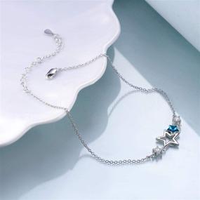 img 1 attached to ⭐️ Серебряные браслеты с звездами из кристаллов Swarovski - браслеты на ногу с плетеными звеньями "пляж", прекрасные подарки для женщин и девочек-подростков