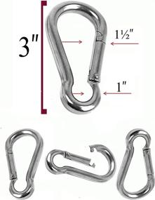 img 1 attached to Set of 4 - 3 Inch Stainless Steel Spring Snap Carabiner-Keychain Set for Camping, Fishing, Traveling, Hiking, and More