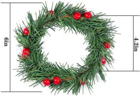 img 3 attached to Pack of 8 4-inch Christmas Candle Rings - Xmas Red Artificial Berry Candle Rings with 🕯️ Grass Small Wreaths | Ideal for Pillar Candle Holders, Rustic Weddings, Centerpieces | Christmas Holiday Home Tabletop Decor