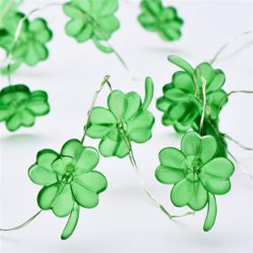 img 1 attached to 🍀 Vibrant 40 LED St. Patrick's Day String Lights with Shamrock Four Leaf Green Clover Design - Battery Powered Remote String Lights for St. Patrick's Party Decorations - Ideal for Outdoor & Indoor, 10 ft