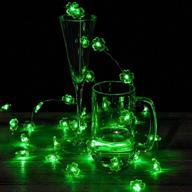 🍀 vibrant 40 led st. patrick's day string lights with shamrock four leaf green clover design - battery powered remote string lights for st. patrick's party decorations - ideal for outdoor & indoor, 10 ft логотип