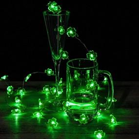 img 4 attached to 🍀 Vibrant 40 LED St. Patrick's Day String Lights with Shamrock Four Leaf Green Clover Design - Battery Powered Remote String Lights for St. Patrick's Party Decorations - Ideal for Outdoor & Indoor, 10 ft