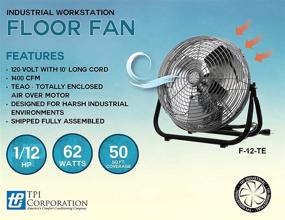 img 3 attached to 🌀 TPI F12-TE 12-Inch Diameter Single Phase Industrial Workstation Floor Fan - 120V