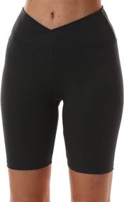 img 2 attached to Aoliks Women's High Waist Yoga Shorts with Side 🩳 Pocket for Workout, Tummy Control, Running, Exercise, and Spandex Leggings