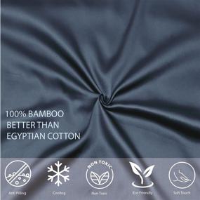 img 3 attached to 🛏️ King Size Navy Blue Bamboo Duvet Cover Sham Set - 100% Organic, Cooling & Softest Bedding with Zipper Closure, Corner Ties - Christmas Bedding, Natural