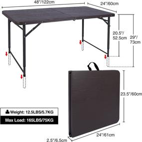 img 3 attached to 🍃 REDCAMP 48" Складной карточный столик квадратной формы: легкий и портативный для использования как в помещении, так и на открытом воздухе - коричневый 4 фута.