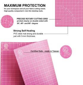 img 2 attached to 🔆 KC GLOBAL A1 (36"x24") Self-Healing Pink Cutting Mat - Sturdy, Reversible, Eco-Friendly, Non-Slip. Premium Desk Mat for Crafters, Quilters, and Hobbyists - Enhanced SEO