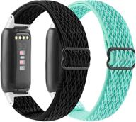 📿 набор из 2-х эластичных ремешков для часов fitbit luxe: регулируемая мягкая замена нейлоновой браслетки логотип